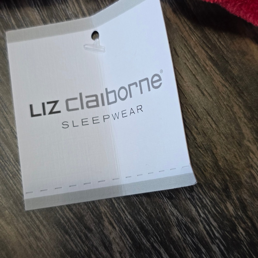 Liz Claiborne Sleepwear Red Plush Cable Knit Embossed Wrap Robe Large NWT - Picture 3 of 8